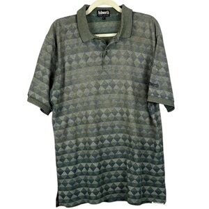 Vintage Ashworth Men's Cotton Geometric Diamond Knit Golf Polo - Large